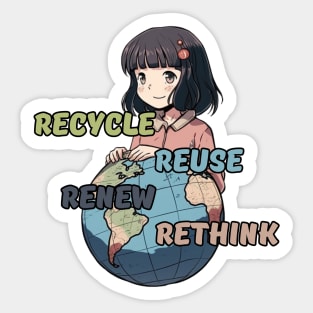 Recycle Reuse Renew Rethink Sticker